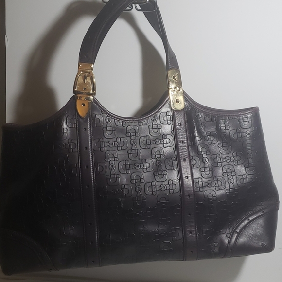 GUCCI leather tote Authentic Horesbit Embossed purple handbag Spacious Vintage - Picture 3 of 8
